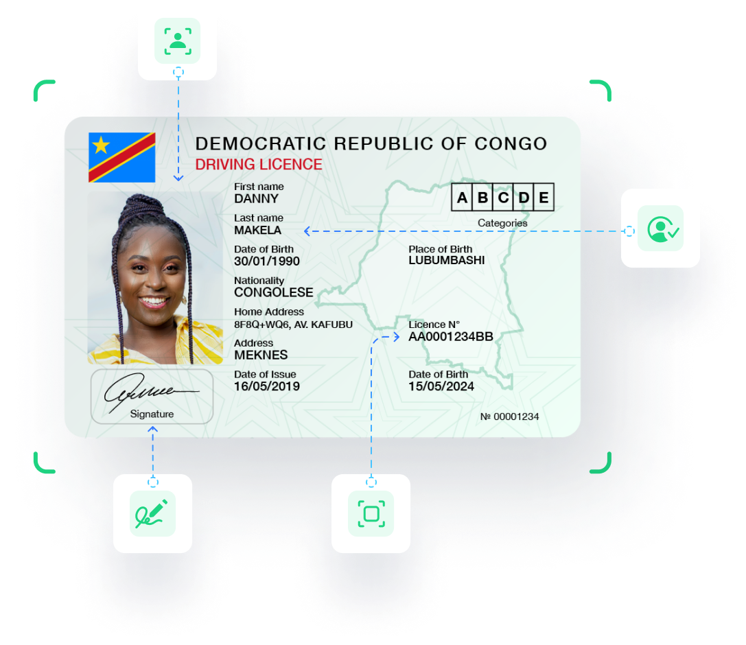 Driving license AI scanning & ID verification services in DR Congo