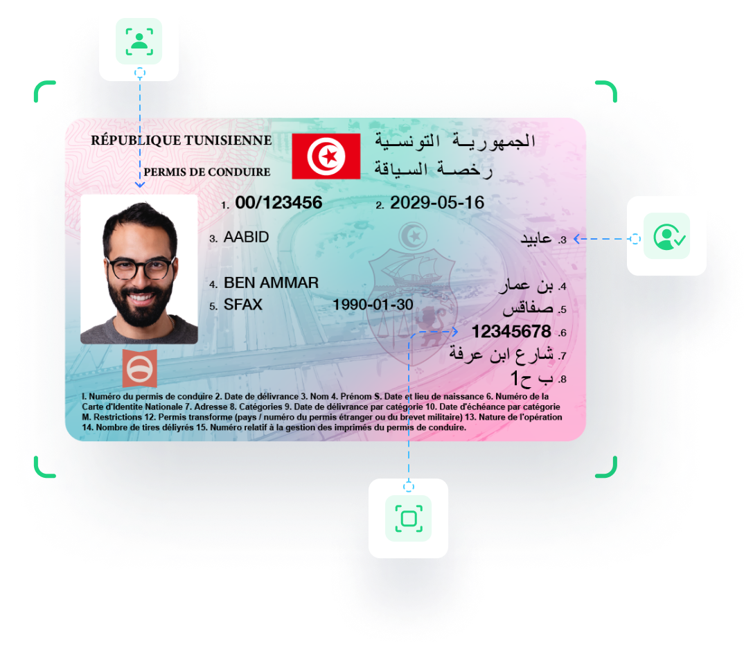 Driving license AI document verification services in Tunisia