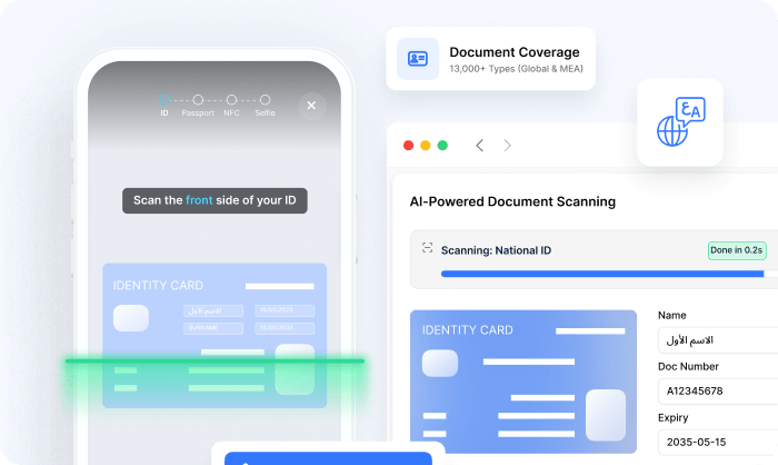 Smartphone scanning an identity card with AI-powered document verification